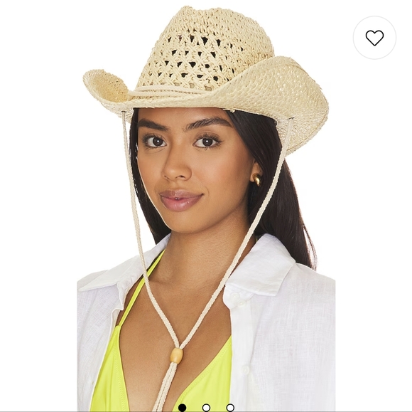 Straw braided cowboy hat natural beige black chin strap stampede strings beach - Picture 1 of 10